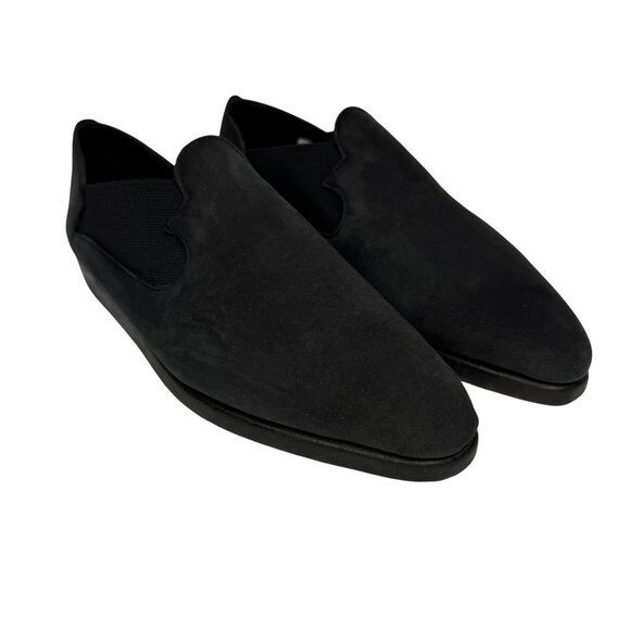 Vintage Mixed Blues Women Size 8 Black Nubuck Slip-On Loafers Comfortable Narrow - Picture 1 of 11